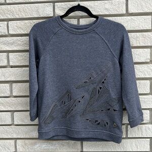 Titika Crewneck Sweatshirt with Sequins, Cutout Detail, 3/4 Sleeves Size XS